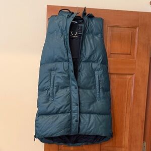 Bod & Christensen leather Teal Hooded Puffer Vest w/hood.